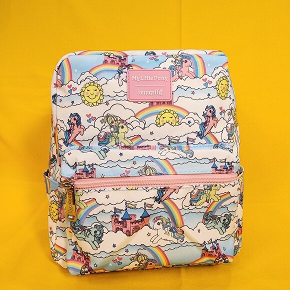 Loungefly My Little Pony Sky Scene AOP Nylon Square Mini Backpack NEW - Picture 2 of 11